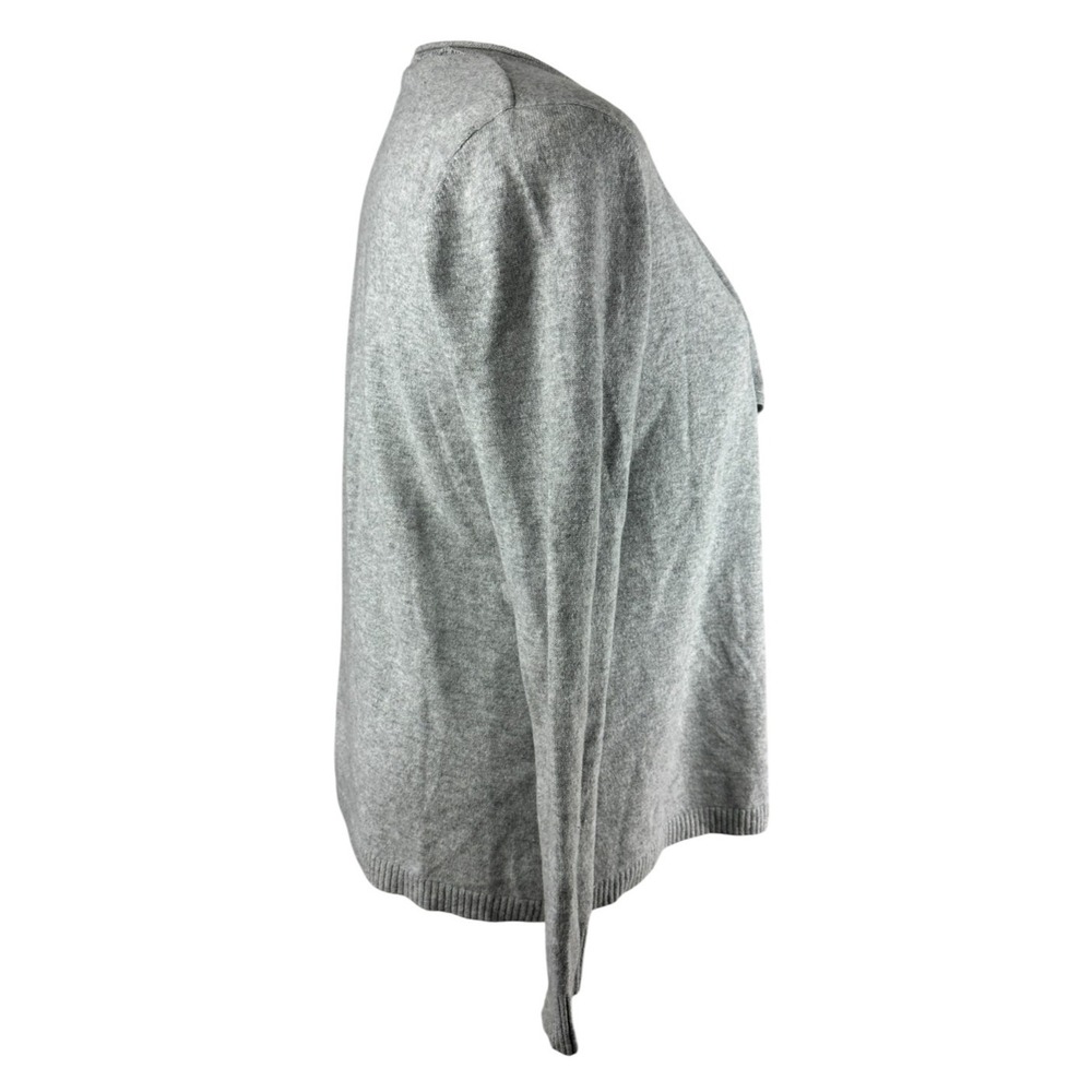 L.L. Bean 100% Cashmere Gray Open Front Cardigan Sweater Women's Medium Pockets - Picture 6 of 16